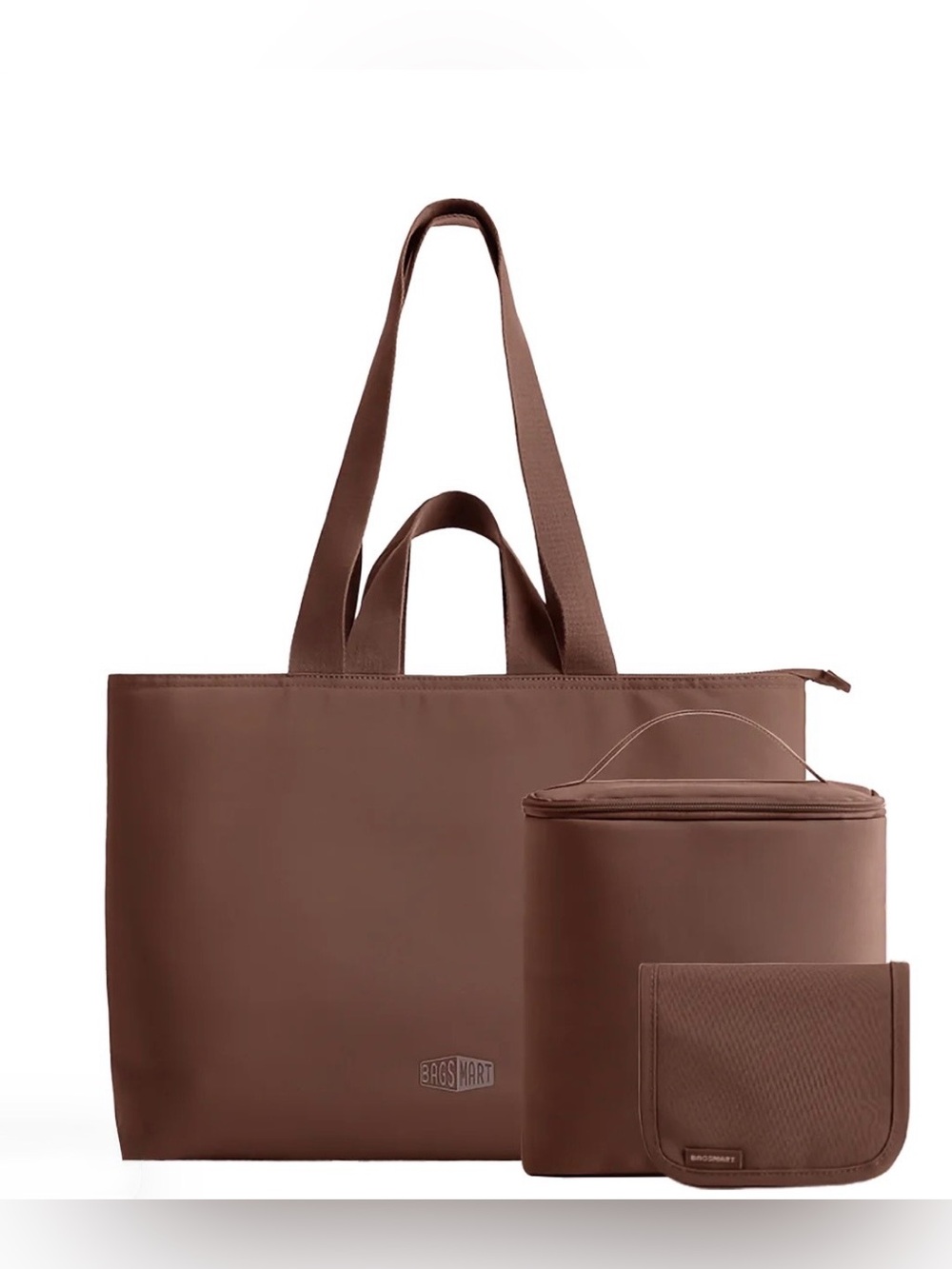 BAGSMART Halo Tote Bag for 15.6"Laptop Shoulder Bag/wallet &Metal Bag Dark Brown